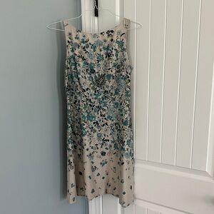 LOFT Beige Midi Dress with floral print